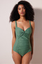 Basic Shirred Corset Green Swimsuit