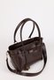 Women's Bitter Brown Hand and Shoulder Bag with Zipper Closure and Lock Charm Detail Lotus - 6