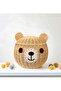 Natural Bamboo Teddy Bear Basket (Large Size) Hand-Woven, Handmade, Rattan, Organizer, with Lid