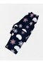 Mother-Daughter Pajamas Set Cotton Fabric Suede Navy Blue Heart Snowflake Patterned Piping Shirt Collar - 6