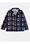 Father-Son Pajamas Set Cotton Fabric Navy Blue Plaid Pattern Shirt Collar Buttoned Across the Body - 5