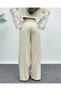 Women's Beige Pleated High Waist Palazzo Fabric Trousers - 6