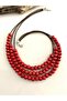 Bohemian Wooden Multiple Bead Necklace Red - 4