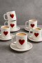 6-Person White Porcelain Heart Coffee Cup Set Presentation Cup