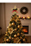 Christmas Pine Tree Star Top with Bow Gold 1 Piece 15 Cm Plastic