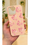 Iphone 16 pro max - pink heart patterned silicone shock absorbing classic protected rubber case