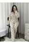 Red Cherry Patterned Ecru Waffle Premium Pajama Set - 5