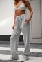 Women's Gray Premium Quality Adjustable Waist Striped Loose Leg Sweatpants with Pockets