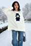 Labubu Appliqué Embroidered Oversized Sweater |   Gray, White, Burgundy, Yellow, Blue, Navy Blue, Pink 66022 - 6