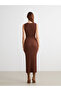 Vizyon New Season Crew Neck Gathered Bodycon Dress - 4