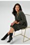 Women's Plus Size Khaki, Side Pocket, Three-Quarter Sleeve, V-Neck Ankor Thick Dress 65N39112 - 8
