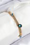 316L Steel Evil Eye Bead Detailed Blue Zircon Stone Model Italian Chain Gold Color Women's Bracelet