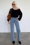 Black V-Neck Soft Textured Women's Sweater Mg2499 - 2