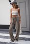 Brown Soft Premium Lycra Women's Wide Leg Sweatpants with Adjustable Waist and Pockets - 8