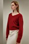 Red V-Neck Soft Textured Women's Sweater Mg2499 - 4