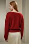 Red V-Neck Soft Textured Women's Sweater Mg2499 - 6