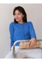 Una Fiaba Cobalt Blue Long Sleeve Buttoned Hair Knit Women's Knitwear Cardigan - 8