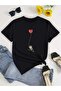 Oversize Circleneck T-Shirt with Heart Holding Bird Print