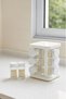 Metal Glass Spice Rack Set Glass Spice Rack Set with 360 Degree Rotating Stand White with Labels