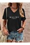Malibu Printed Women's Oversize V-Neck T-Shirt