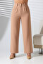 Beige Crepe Fabric Palazzo Pants with Buttons and Pockets