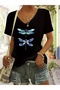 Yusufçuk Printed Women's Oversize V-Neck T-Shirt