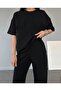 Women's Summer Top and Bottom Unprinted Plain Black Set