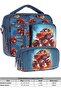 Kids Boy's Green Red Off-Road Vehicle Three-Compartment Thermo Lunchbox and Pen Holder Set - 2