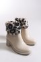 Rielradh Women's Fur Detailed Heeled Boots 0012501 Beige - 5