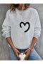 Half Heart Printed Oversize Unisex Women/Men's Crew Neck Sweatshirt