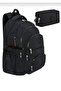 Set of 2 Luxury Crinkle Fabric High School and Middle School Backpack + Pen Holder, Monkey Keychain Gift