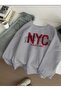 Nyc New York Printed Oversize Unisex Women/Men's Crewneck Sweatshirt