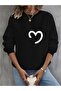 Half Heart Printed Oversize Unisex Women/Men's Crew Neck Sweatshirt