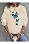 Blue Butterflies Printed Oversize Unisex Women/Men's Crew Neck Sweatshirt