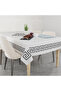Kare Gray Border Patterned Linen Textured Seamless Tablecloth