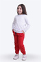 Girl's Round Neck Plain Unprinted Top and Bottom Pajama Set - 2