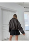 New Season Bomber Oversize Women's Leather Jacket - 4