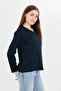 100% Organic Cotton Navy Blue V-Neck Soft Textured Regular Fit Comfortable Cut Long Sleeve Combed Cotton T-Shirt - 5