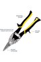 Heavy Duty Aviation Tin Snips, Metal Cutting Shears with Comfort Grip Handle, Black and Yell - 8