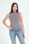 90% Cotton 10% Lycra Women's Turtleneck Comfortable Casual Sleeveless Bodysuit