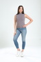 90% Cotton 10% Lycra Women's Turtleneck Comfortable Casual Sleeveless Bodysuit - 3