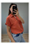 Women's Textured Linen Short Sleeve V-Neck Collared Slim Fit Shirt