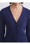 Alita City Lcw Vision Navy Blue Knitwear Plain Short Women's Cardigan with a Difference - 3