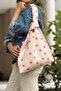Women's Floral Patterned Bag Knitwear Hand & Shoulder Tote Bag Vanilla Chax817