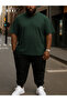 Power Fit - Big Size Forest Green T-Shirt & Black Pants Tracksuit Set
