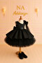 One Shoulder Big Bow Girl's Dress - Black & White