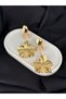 Gold Colored Hanging Flower Zra Brand Model Earrings - 2