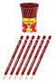 Jumbo Red Pencil 6 Pieces Red Cap Pencil Triangle Red Color Lead Pencil My First Pencil