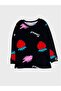 Girl's 100% Cotton Black Strawberry Patterned Long Sleeve Pajama Set - 5