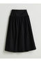 Black Zippered Waist Pleated Skirt - 5